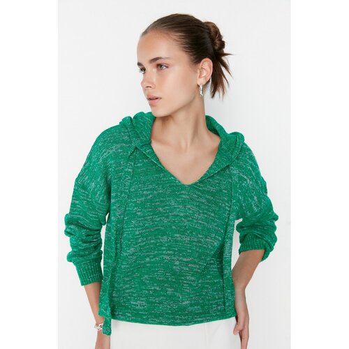 Trendyol Green Hooded Knitwear Sweater Slike