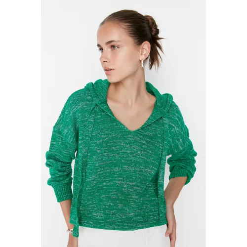 Trendyol Green Hooded Knitwear Sweater