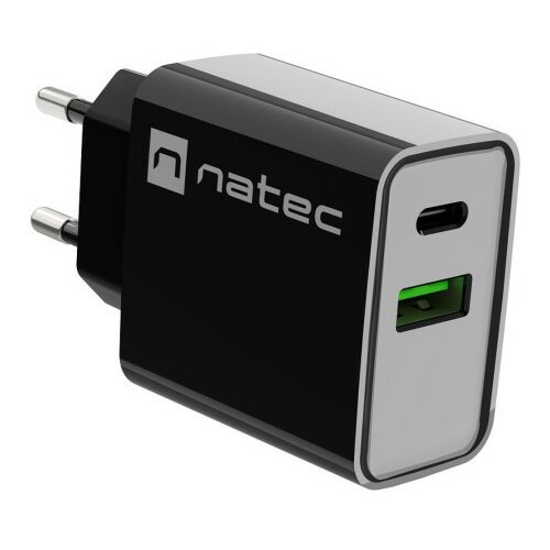 Natec ribera USB type c type-a charger, QC3.0 & PD3.0, 3A 20W, Black ( NUC-2062 ) Cene