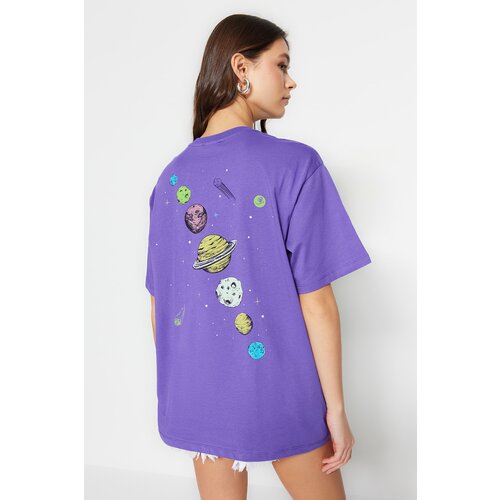 Trendyol T-Shirt - Purple - Boyfriend Slike