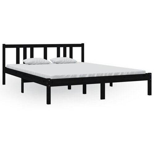 Okvir za krevet od masivnog drva crni 150 x 200 cm veliki Slike