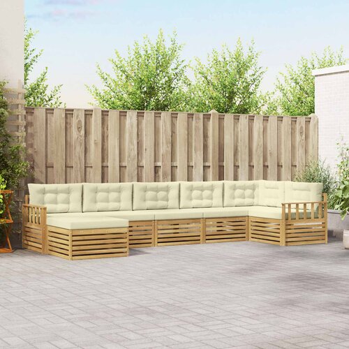  Set vanjskih sofa 7 kom. Bijela i krem Smeđa 406 x 168,5 x 73 cm Cene