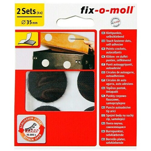 Fix-o-moll gumb na čičak (promjer: 35 mm, crne boje, lijepljenje, 2 kom.) Slike