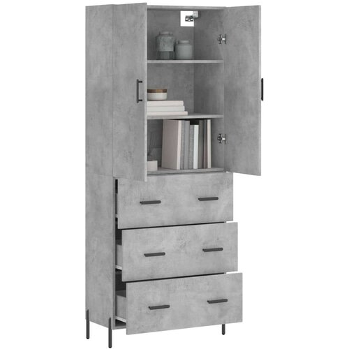 VidaXL Visoka komoda siva betona 69 5x34x180 cm od konstruiranog drva Slike