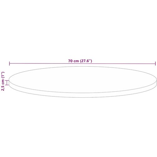 Stolna ploča &amp;Oslash; 70 x 2,5 cm okrugla od masivnog obnovljenog drva Slike