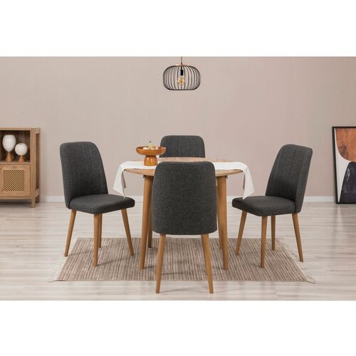 Hanah home Vina 1053 - Atlantic Pine, Anthracite Atlantic PineAnthracite Extendable Dining Table & Chairs Set (5 Pieces) Cene