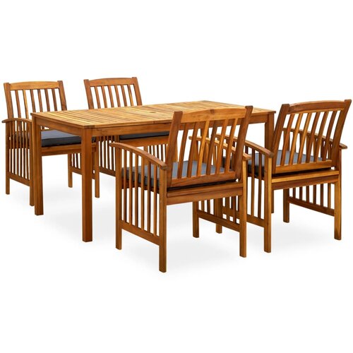 VidaXL 3058088 5 Piece Garden Dining Set with Cushions Solid Acacia Wood (45962+2x312130) Slike
