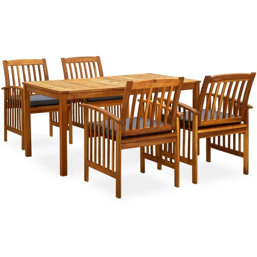 vidaXL 3058088 5 Piece Garden Dining Set with Cushions Solid Acacia Wood (45962+2x312130)
