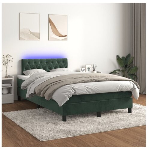  Box spring postelja z vzmetnico LED tem. zelena 120x200cm žamet Cene
