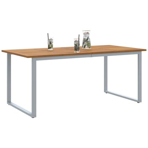  Vanjski blagovaonski stol Siva 180x90x75 cm Čelik i Drvo Acacia Slike