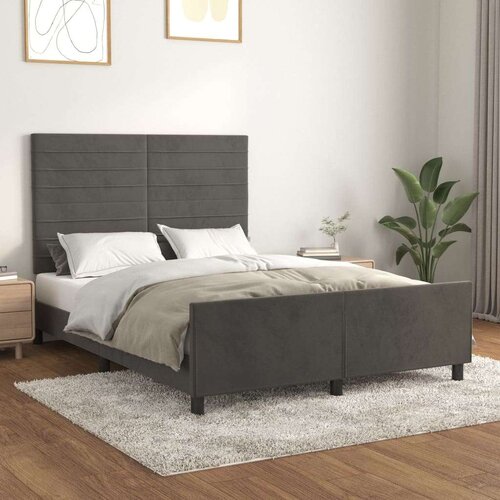  Posteljni okvir z vzglavjem temno siv 140x190 cm žamet, (20794949) Slike