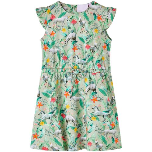 vidaXL Dječja haljina s lepršavim rukavima svijetla kaki boja 104 Cijene