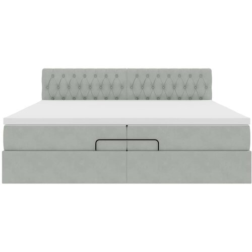  Ottoman krevet s madracem svijetlo sivi 200x200 cm bar&amp;scaron;un Slike