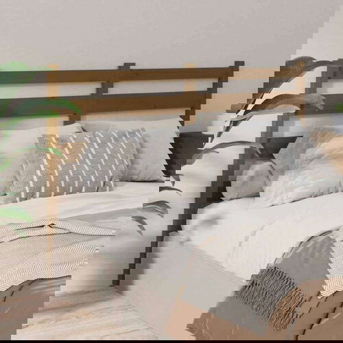  Posteljno vzglavje medeno rjavo 126x4x100 cm trdna borovina, (20646151) Slike