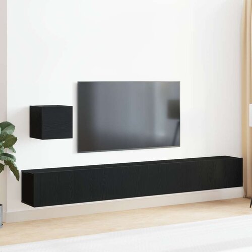  4-delni set TV omare Črni hrast inženirski les, (22012382) Slike
