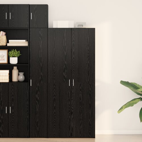 vidaXL Bife Visoki Crni Hrast 40x42.5x185 cm Konstruirano Drvo Cene