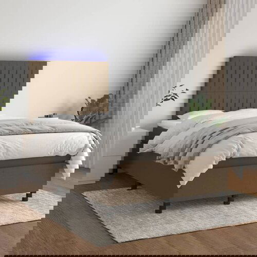 The Living Store Box spring postelja z vzmetnico LED tem. rjava 120x200 cm blago - Box Spring Postelja, (21517636) Cene