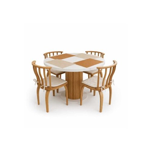 Hanah home Set Trpezarijski sto i 4 stolice Bohemian Round Italian 5 Slike