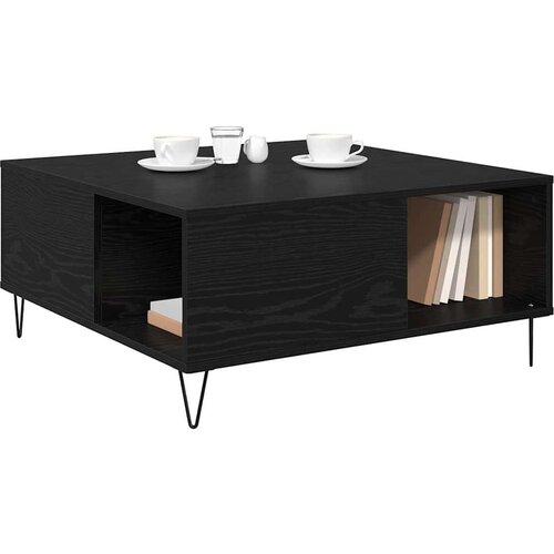 vidaXL Klubska miza Črni hrast 80 x 80 x 36.5 cm Konstruiran les Cene