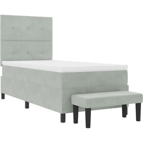  Krevet s box springom s madracem i klupom svijetlo siva 90x190 cm bar&amp;scaron;un Slike
