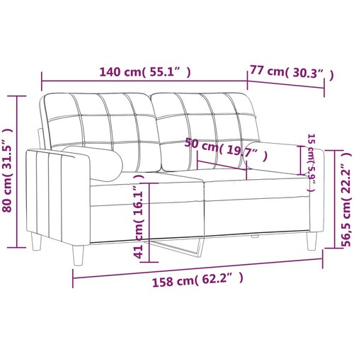  Dvosjed s ukrasnim jastucima tamnosivi 140 cm od tkanine Slike