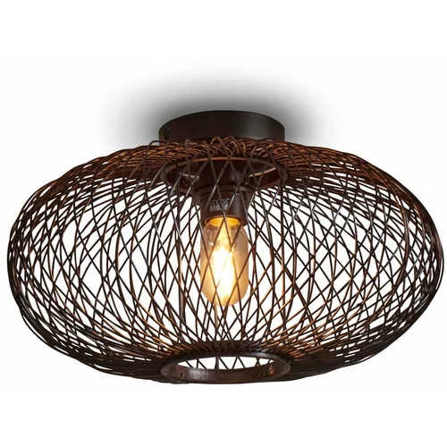 Good&Mojo Črna stropna svetilka z bambusovim senčnikom ø 40 cm Cango –