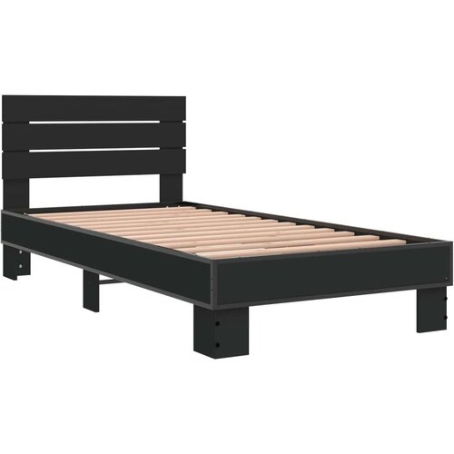 VidaXL Okvir za krevet crni 75 x 190 cm od konstruiranog drvo i metal Slike