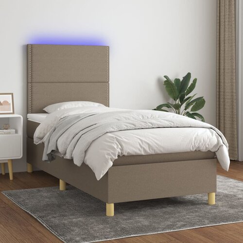  box spring s madracem LED smeđesivi 90x200 cm tkanina Cene