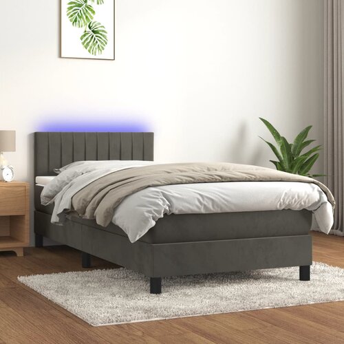 The Living Store Box spring postelja z vzmetnico LED temno siva 90x190 cm žamet - Box Spring Postelja, (21492593) Slike