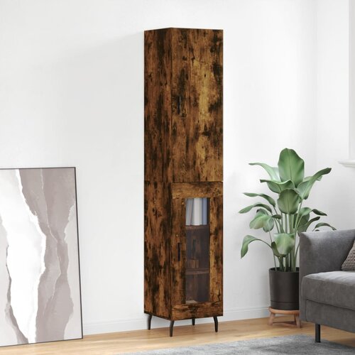 VidaXL Visoka omara dimljeni hrast 34,5x34x180 cm inženirski les Slike