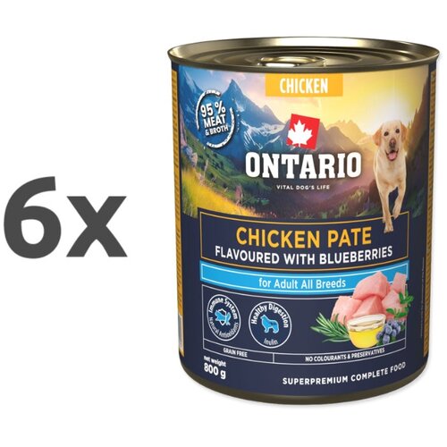 Ontario Dog Adult konzerva, pa&scaron;teta - pi&scaron;čanec in borovnice 6 x 800 g Cene