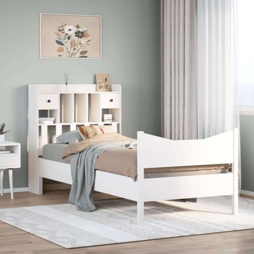 vidaXL Posteljni okvir brez vzmetnice bel 75x190 cm trdna borovina Cene