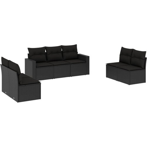 7-dijelni set vrtnih sofa od poliratana s jastucima crni Crna 65.5 x 62 x 69 cm Slike