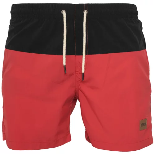 Urban Classics Kratke kopalne hlače pastelno rdeča / črna