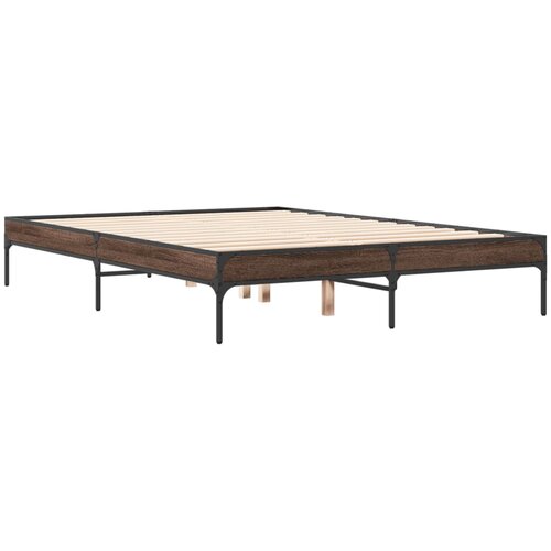  Okvir kreveta boja hrasta 120x200 cm konstruirano drvo i metal Slike