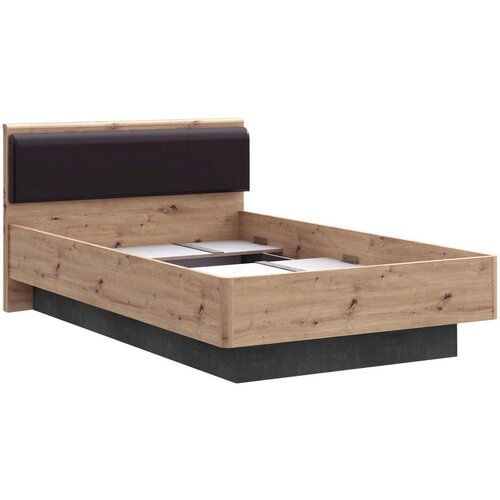 CARRYHOME postelja 120 cm x 200 cm , leseni material črna, temno siva, hrast artisan Slike