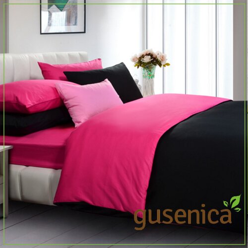 posteljina za bračni krevet roze-crna Slike