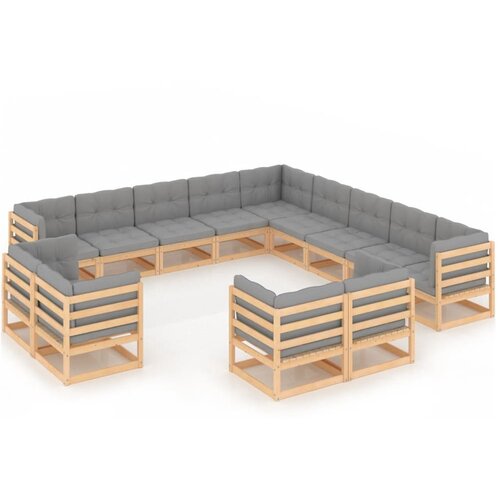 Maison Chic Seti vrtnega pohi&amp;scaron;tva - Vrtna garnitura - Vrtni pohi&amp;scaron;tvo set 13-delna z blazinami trdna borovina, (21810506) Slike