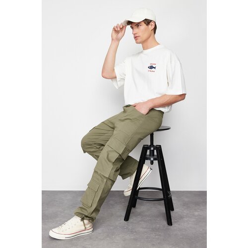 Trendyol Men's Khaki Regular Fit Cargo Pocket Trousers Slike