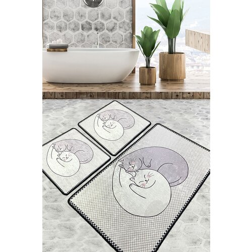  Katt Multicolor Bathmat Set (3 Pieces) Cene