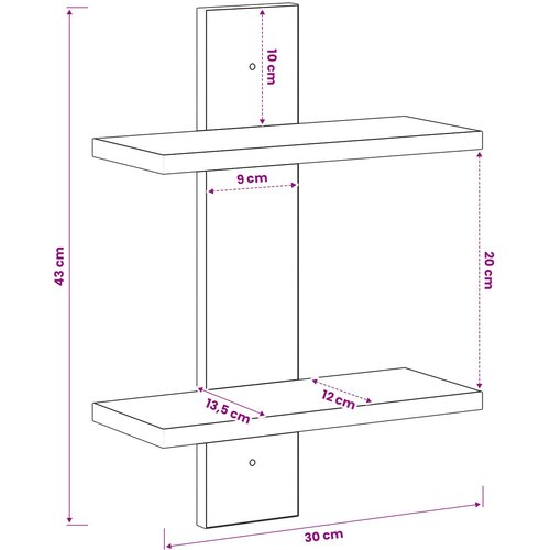  Zidna polica Dimljeni hrast 30 x 13.5 x 43 cm Prerađeno drvo Slike