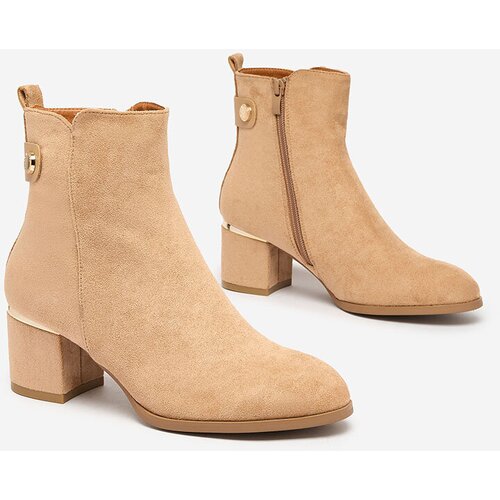 Resti Women's low stiletto boots in light brown Dogdas Cene
