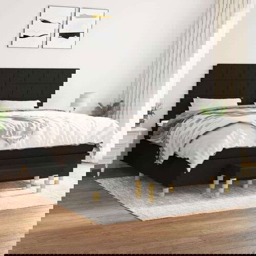  S oprugama i madracem crni 180x200 cm od tkanine Slike