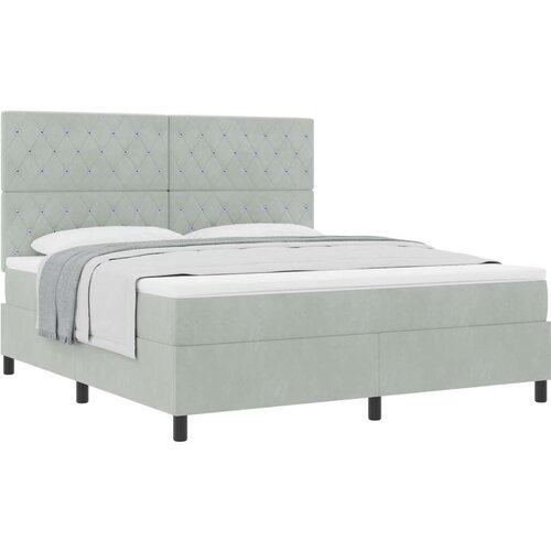 Box Spring Krevet s Madracem Svjetlosiva Super King Baršun Cijene