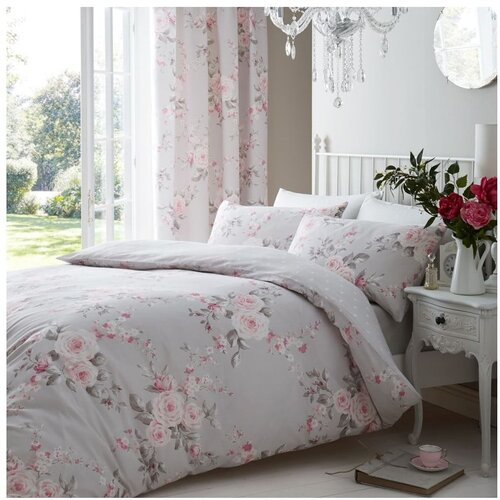 Catherine Lansfield Siva posteljnina Canterbury Rose, 200 x 200 cm Cene