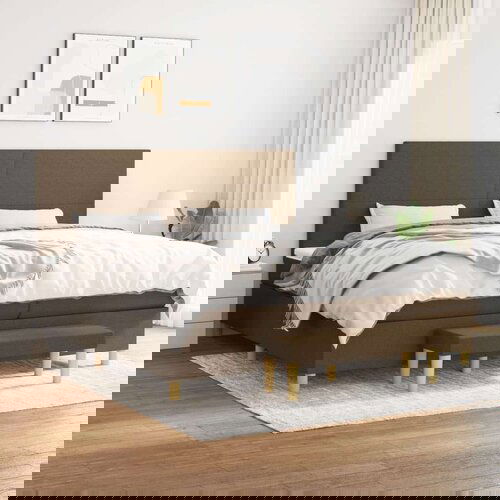  Box spring postelja z vzmetnico temno rjav 200x200 cm blago, (20895021) Slike