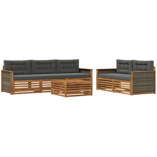  Set vanjskih sofa 6 kom. Prirodna i antracit Slike