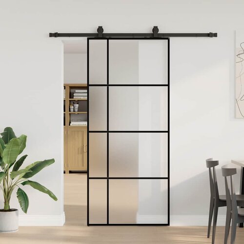 vidaXL drsna vrata z opremo črna 90x205 cm esg steklo Cene
