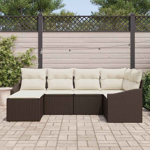  Set sofe 6 kom. Smeđa poliratan 288,5 x 123,5 x 85 cm Slike
