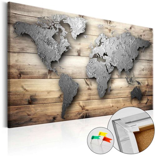 Slika na plutenoj podlozi - Silver World [Cork Map] 60x40 Slike